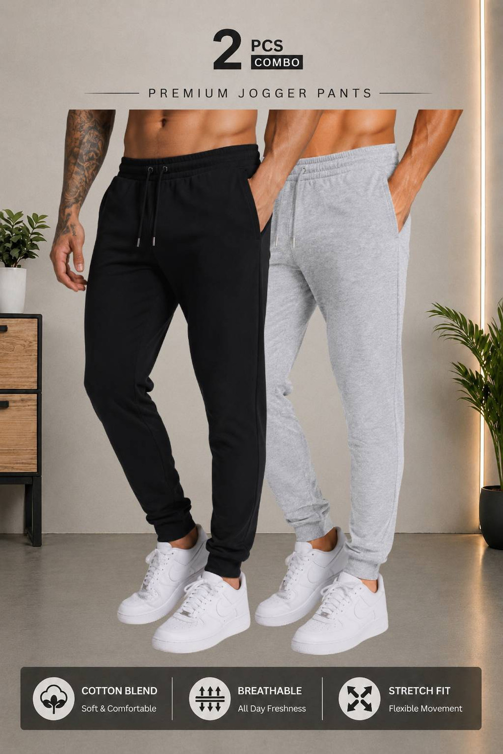 Image of SMARTRIX Solid Men Black, Grey Track Pants