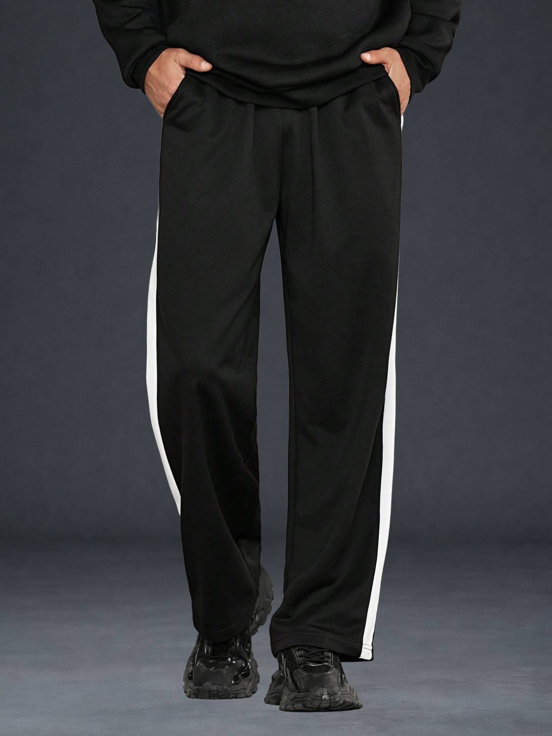 Paralians Colorblock Men Black Track Pants - Image 1