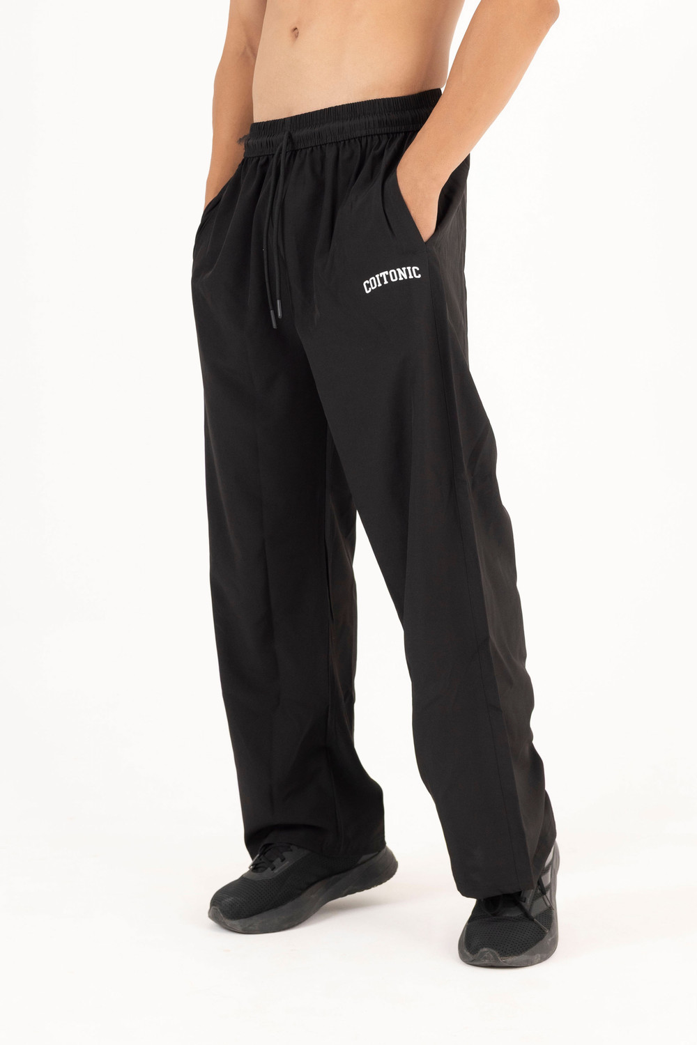 Image of COITONIC Printed Men Black Track Pants