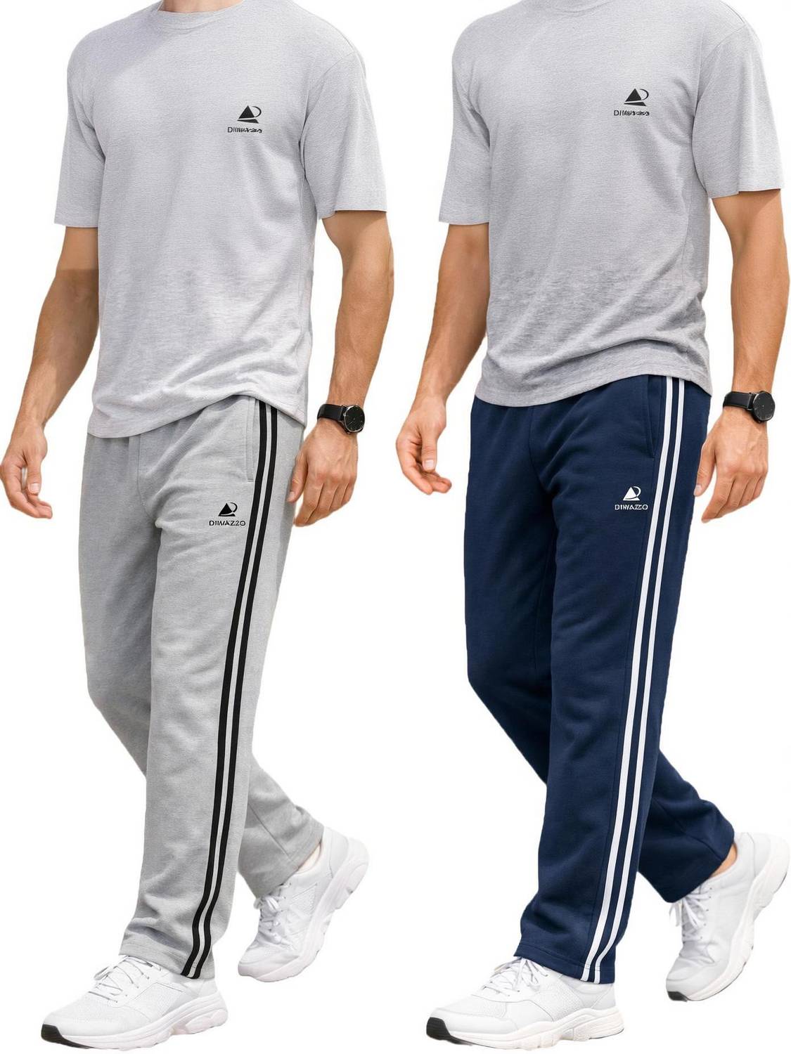 Diwazzo Men Silver, Dark Blue Track Pants Pack of 2