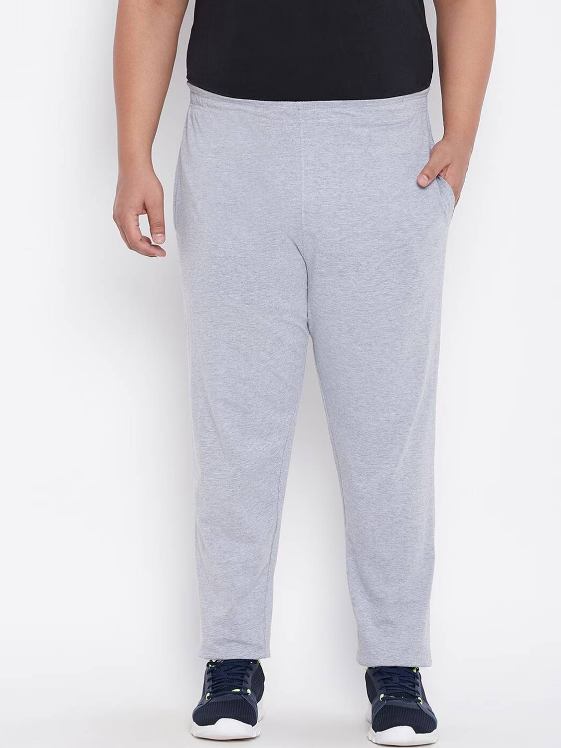 BISHOP COTTON Solid Men Grey Track Pants