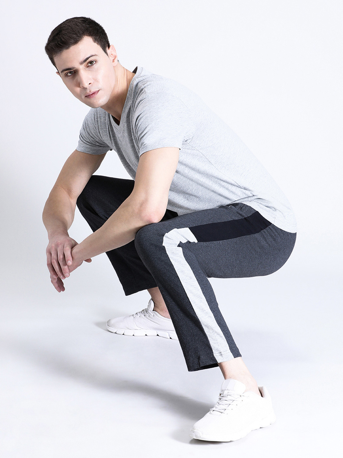 Image of CROCODILE Solid Men Grey Track Pants