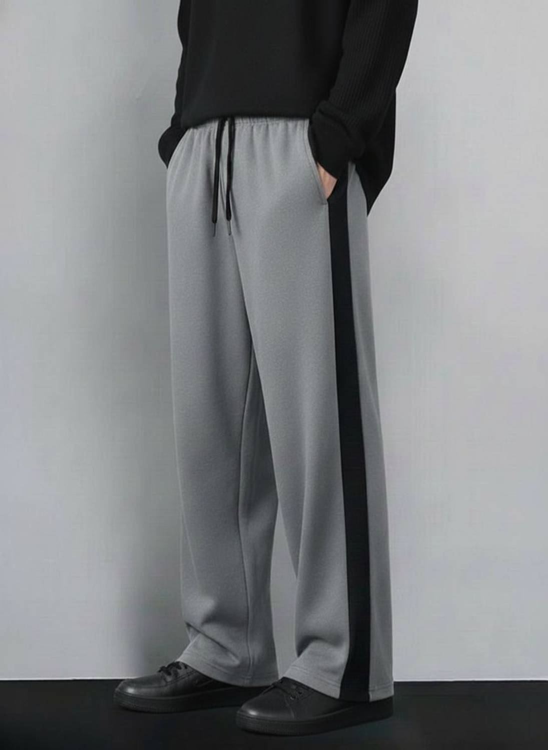 yanexa Striped Men Black, Grey Track Pants Pack of 2 - Image 3
