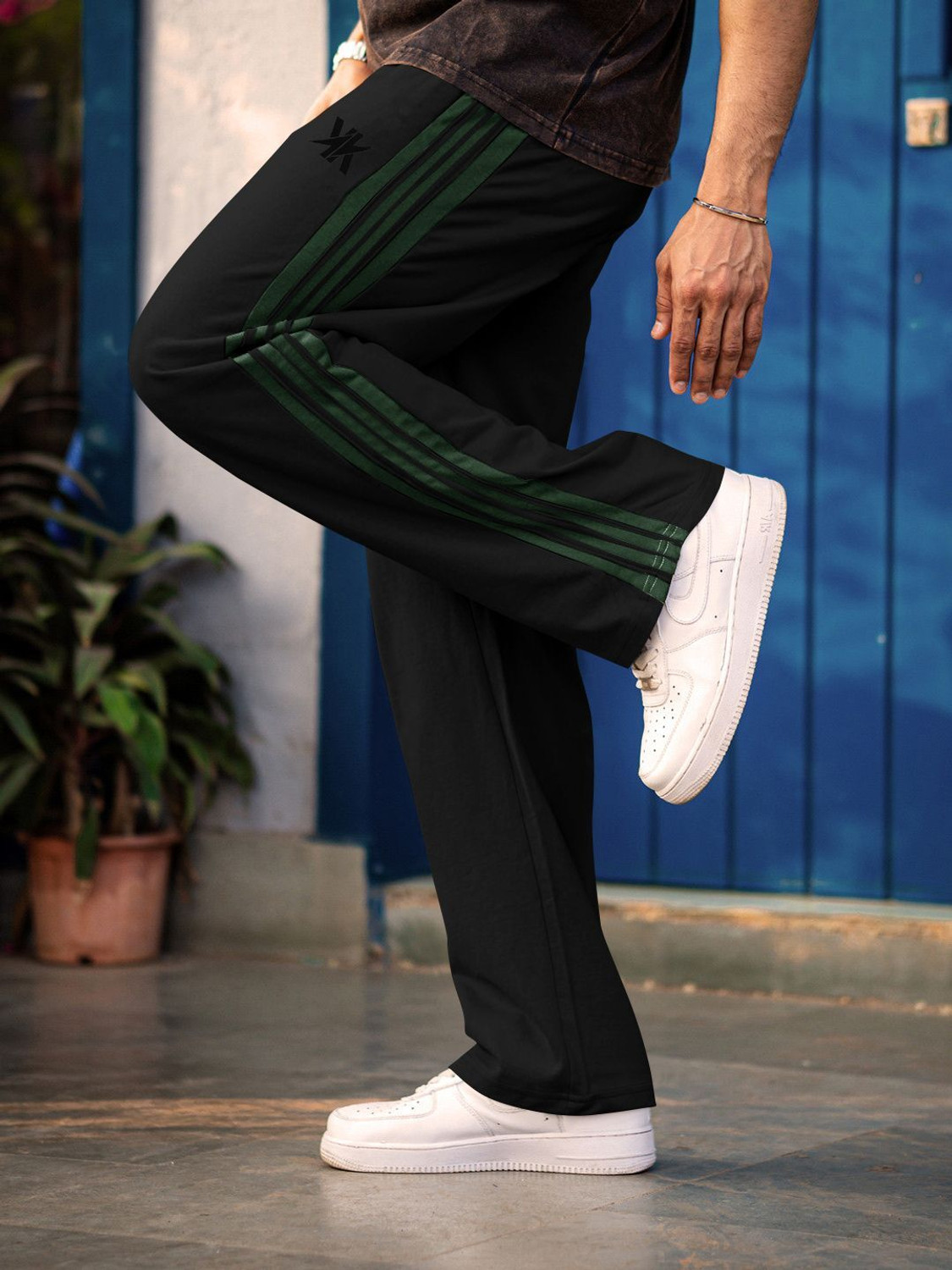 Image of Kynetic Striped Men Black Track Pants