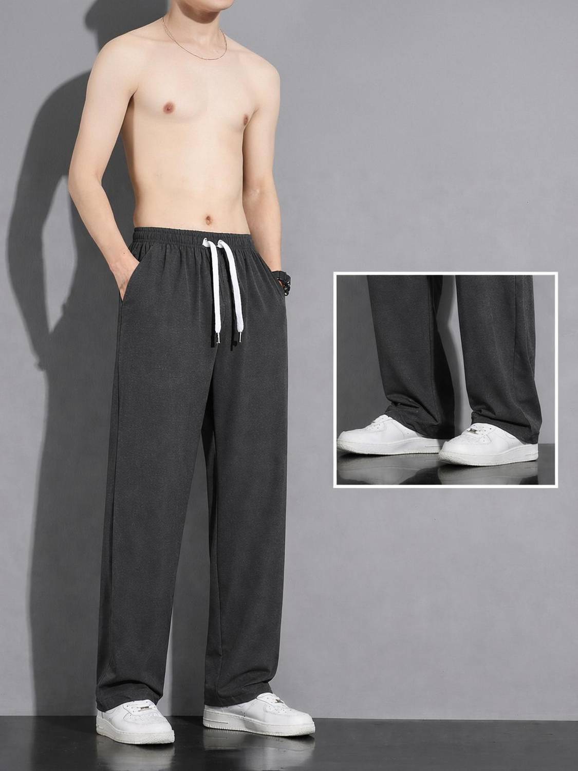 69 WILDHORN STREET Solid Men Grey Track Pants
