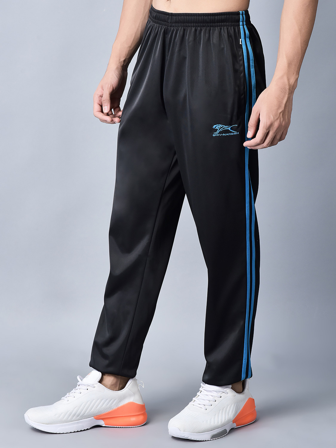 Image of Shiv Naresh Striped Men Black Track Pants