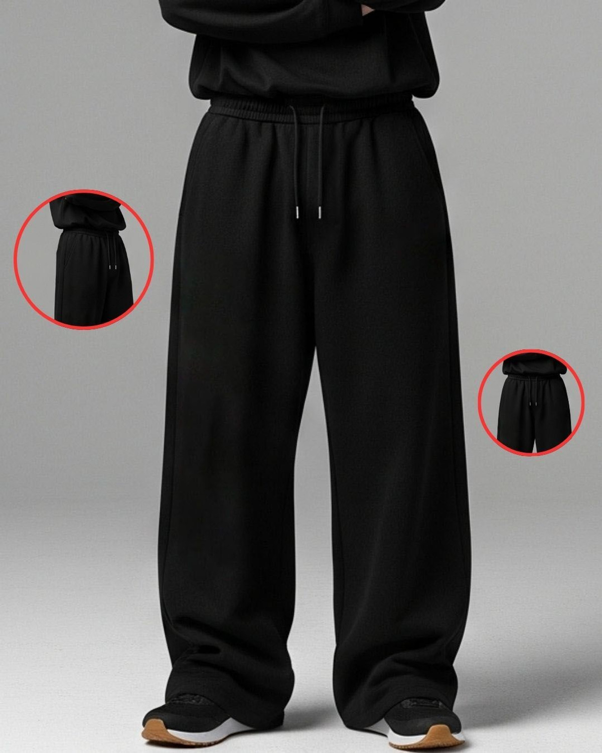 Image of Cloth N Code Solid Men Black Track Pants
