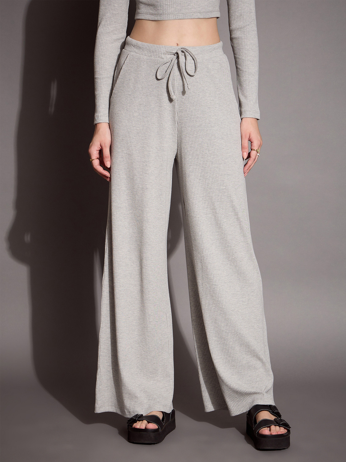 Image of SASSAFRAS Solid Women Grey Track Pants