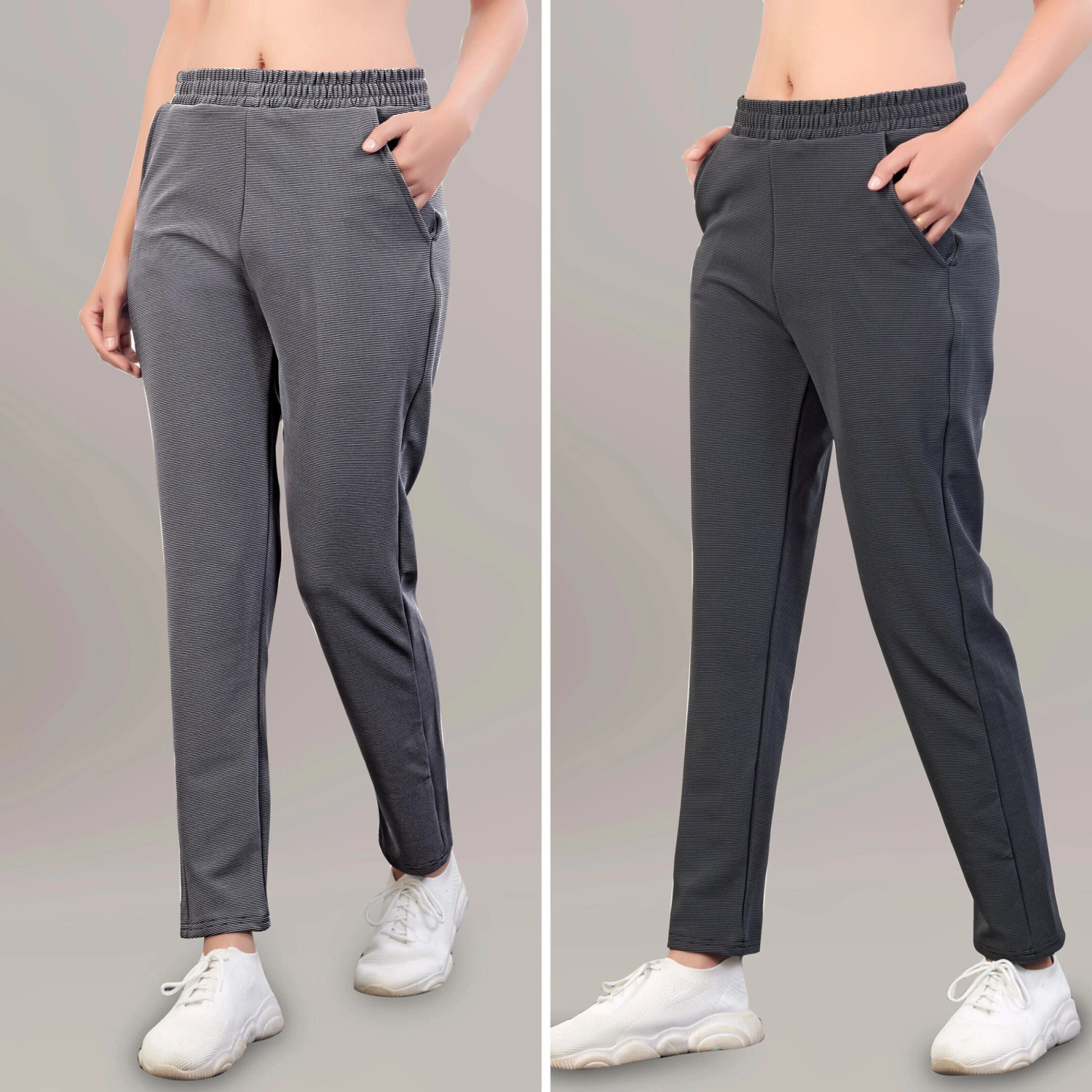 Image of leewan Solid Women Dark Blue, Grey Track Pants