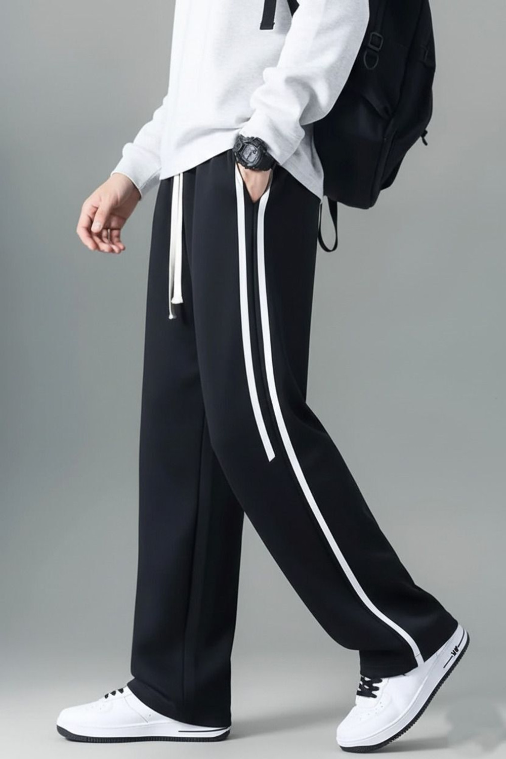 Image of ELITE STAR Striped Men Black Track Pants