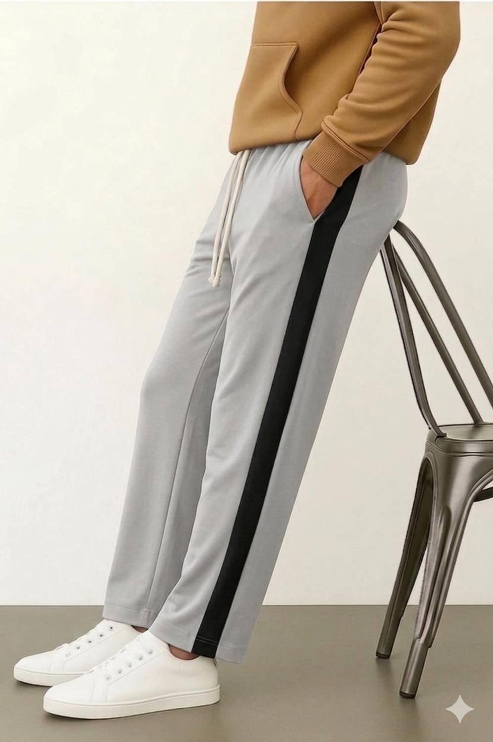 KEESUN Beige Striped Men's Track Pants - Image 2