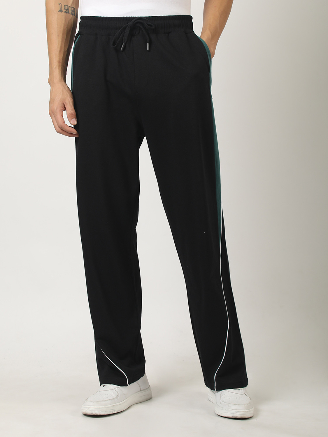 Image of MANIAC Colorblock Men Black Track Pants