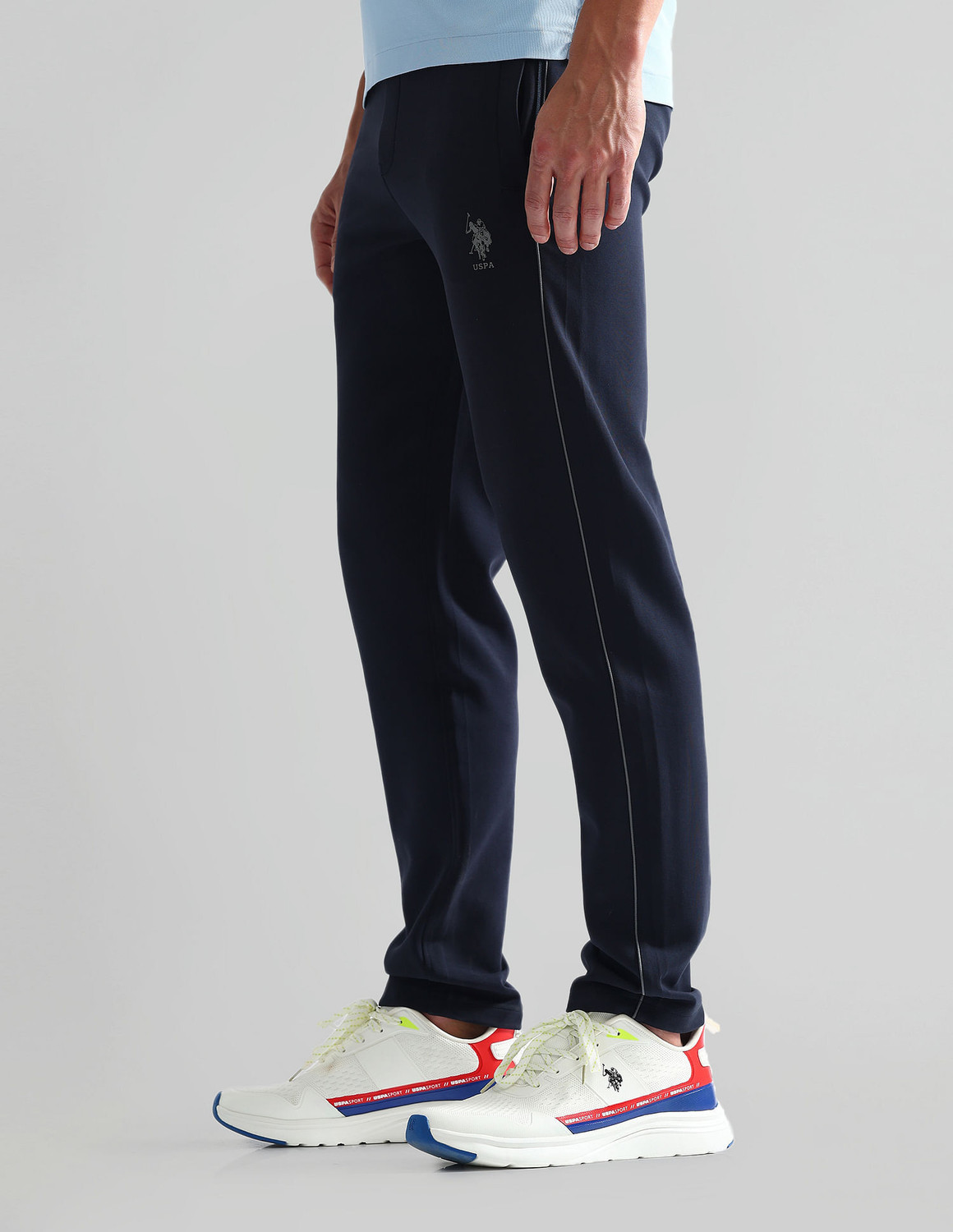 Image of U.S. POLO ASSN. Solid Men Blue Track Pants