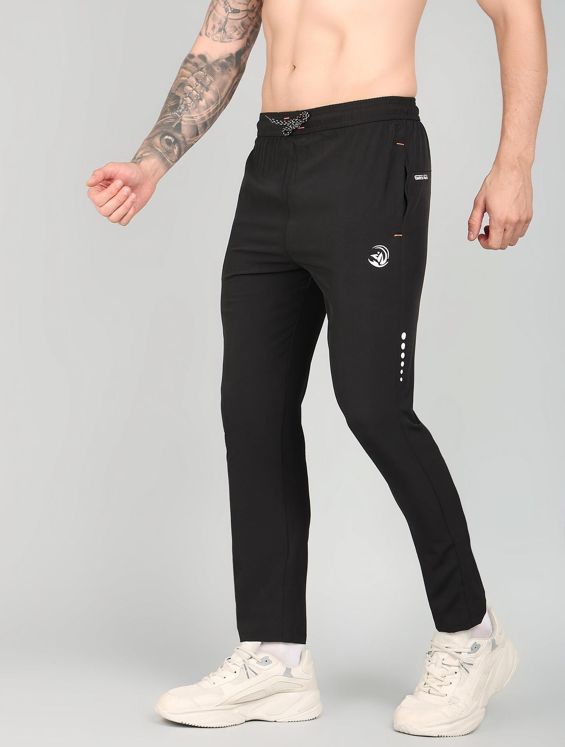 Image of GNOCKFACE Solid Men Black Track Pants