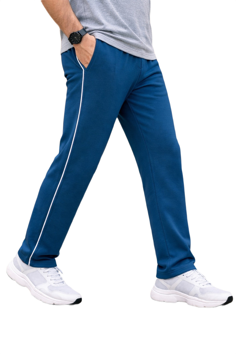 Image of Diwazzo Striped Men Dark Blue, Blue Track Pants