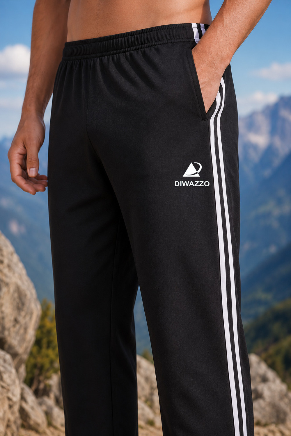 Image of Diwazzo Striped Men Multicolor Track Pants