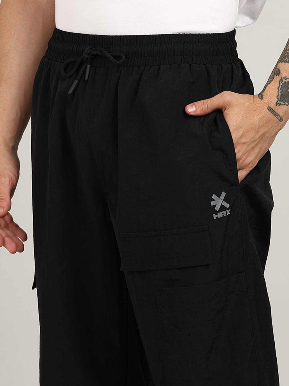 Image of HRX by Hrithik Roshan Solid Men Black Track Pants