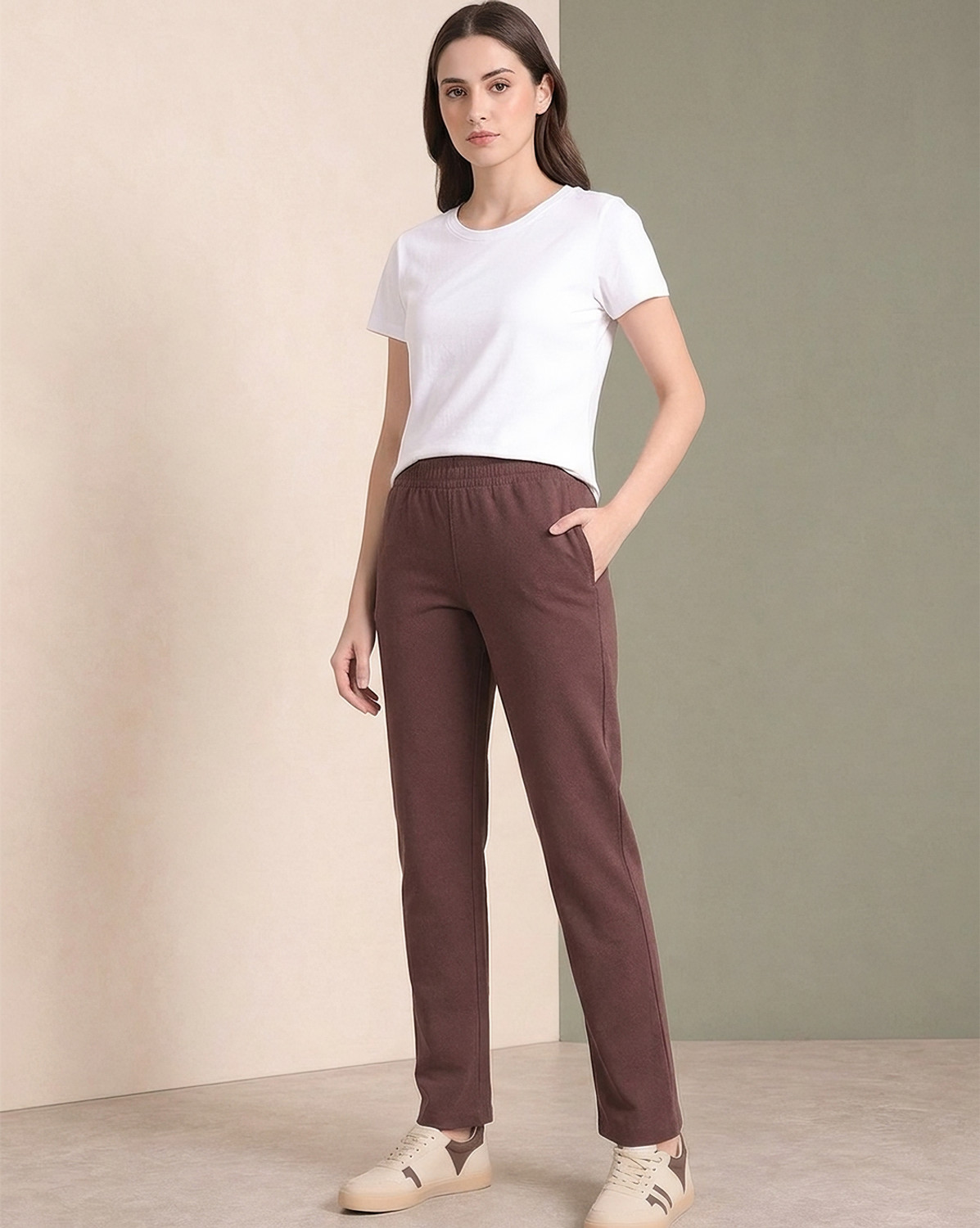 Image of NOBERO Solid Women Brown Track Pants
