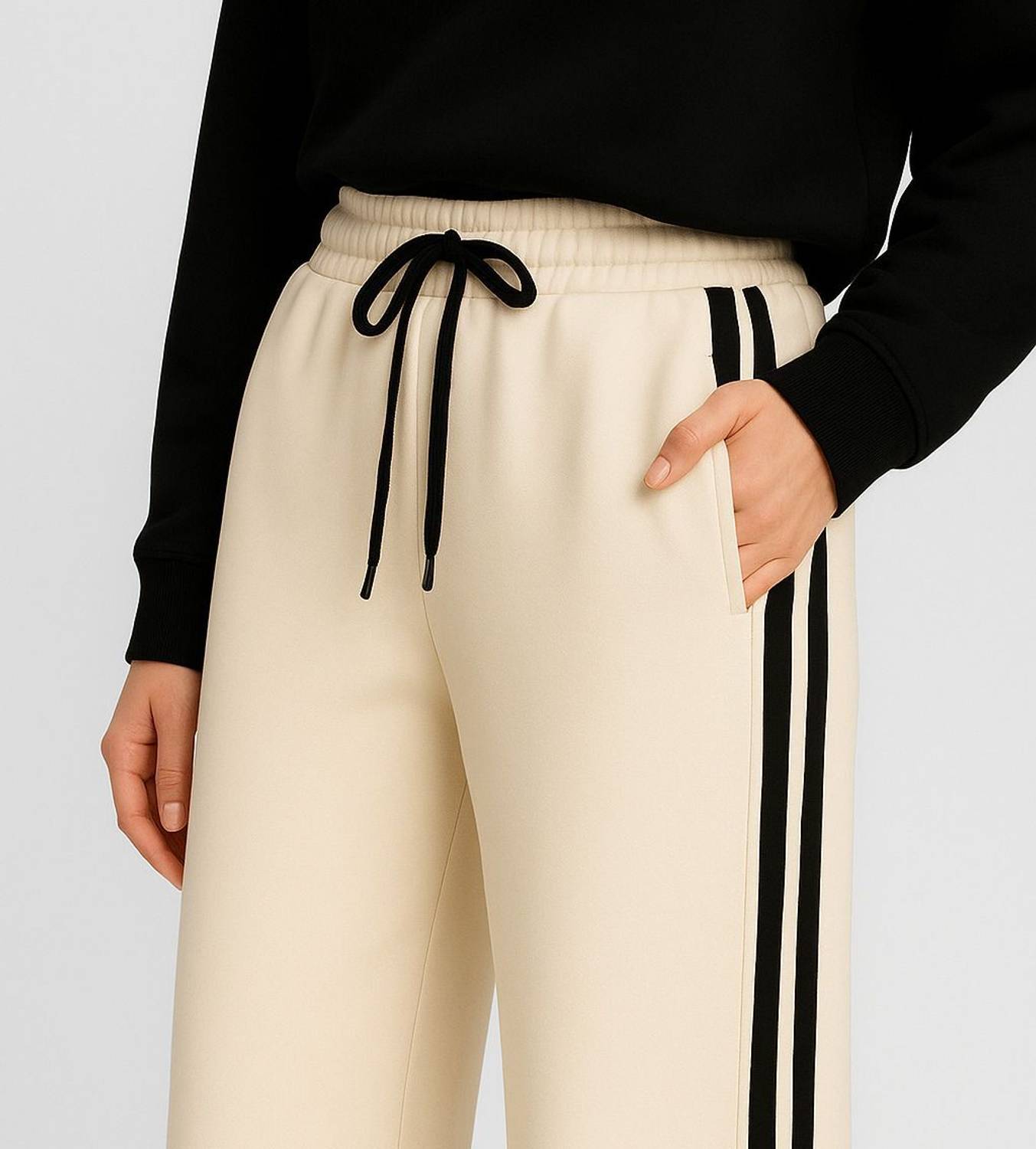 KEESUN Men Beige Black Track Pants - Image 4
