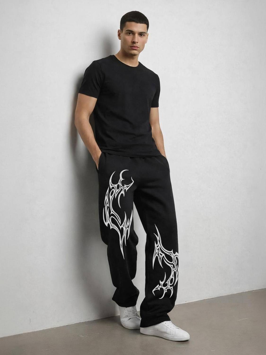 NB Nicky Boy Black Printed Track Pants - Image 1