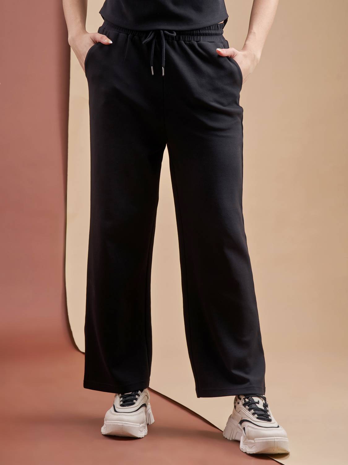 Tokyo Talkies Solid Women Black Track Pants - Buy Tokyo Talkies
