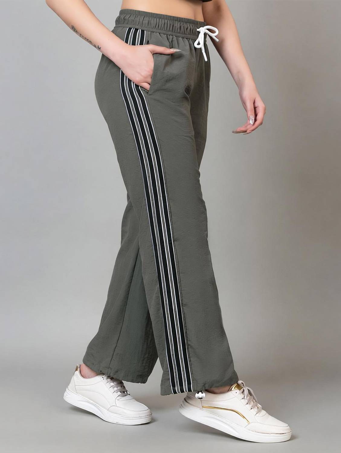 BAYSTREET Striped Women Olive Track Pants