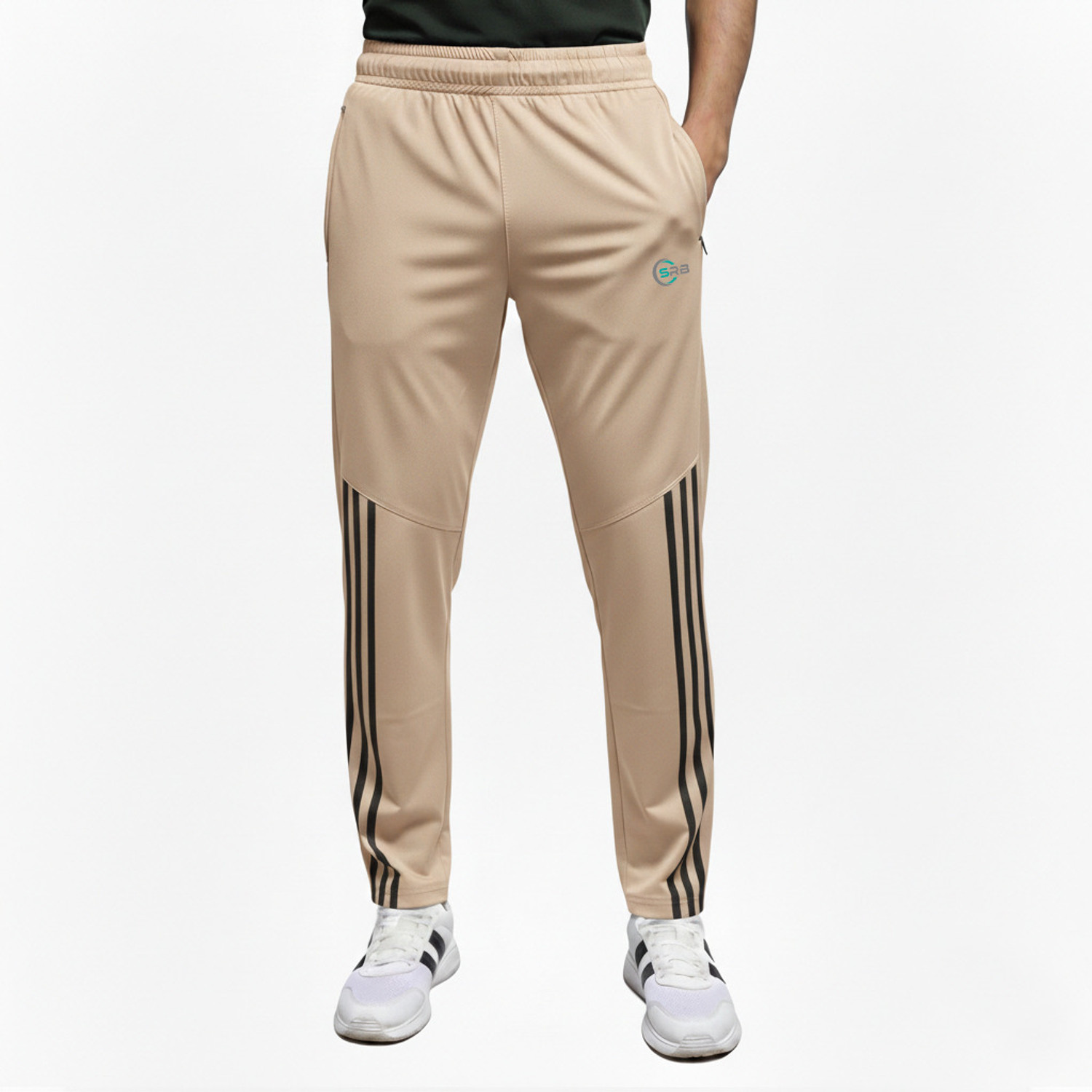 Image of SRB Striped Men Beige Track Pants