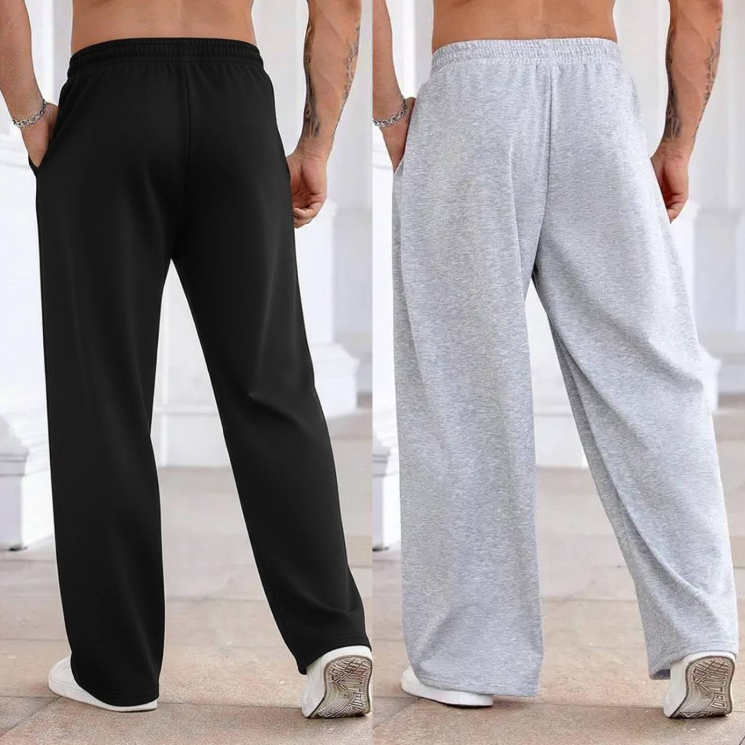 TIROMI Men Black, Grey Track Pants Pack of 2 - Image 2