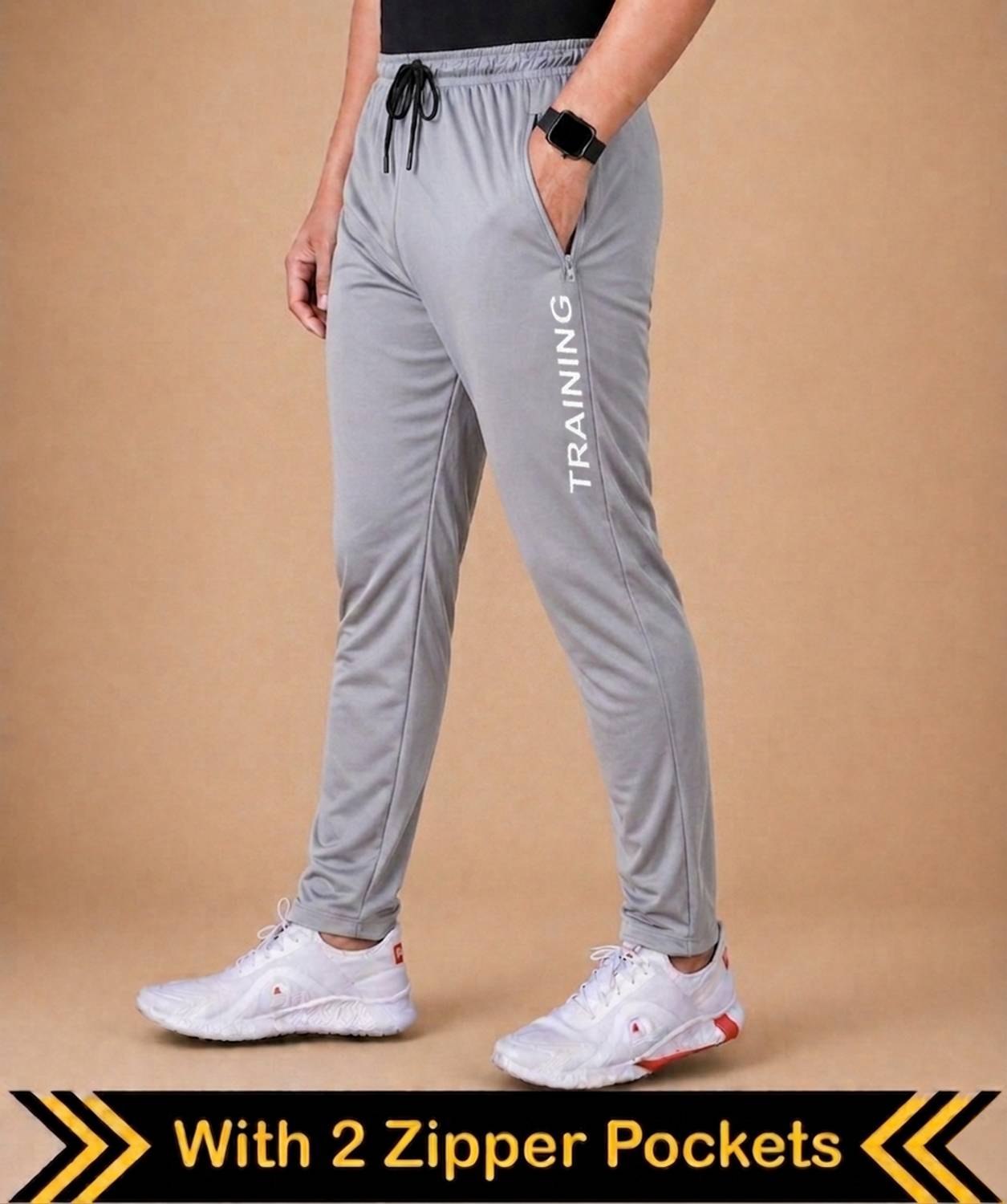AVOLT Men Printed Grey Track Pants