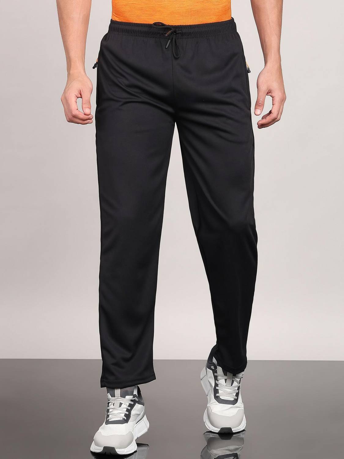 Adrenex Solid Men Black Track Pants