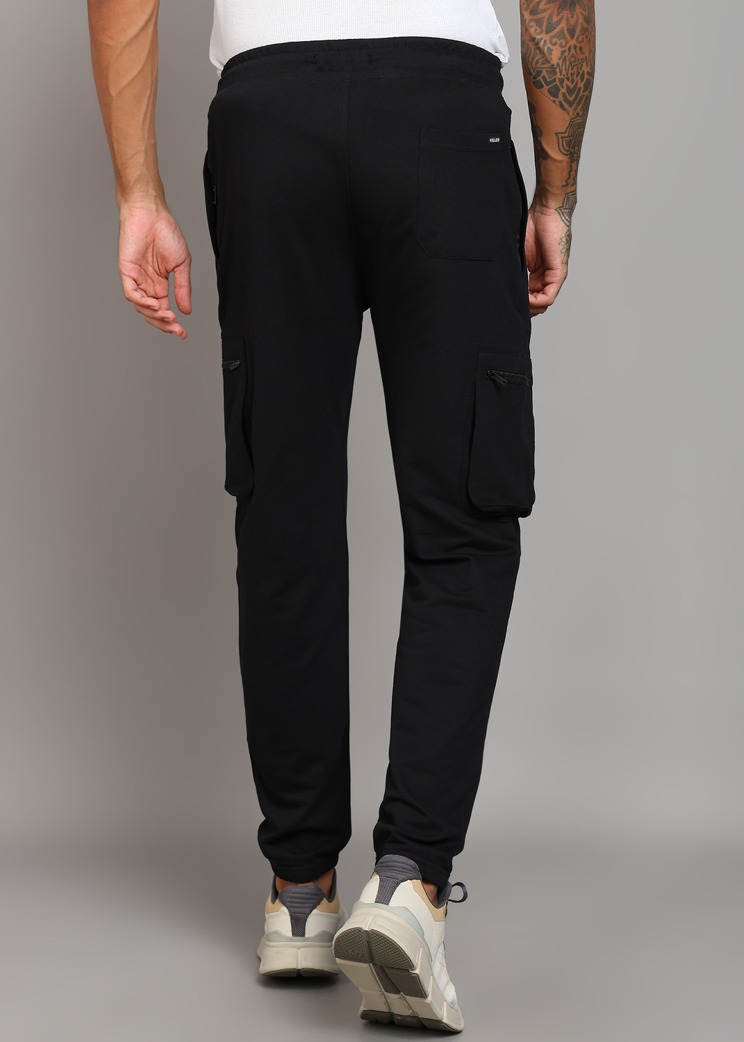 Image of KILLER Solid Men Black Track Pants