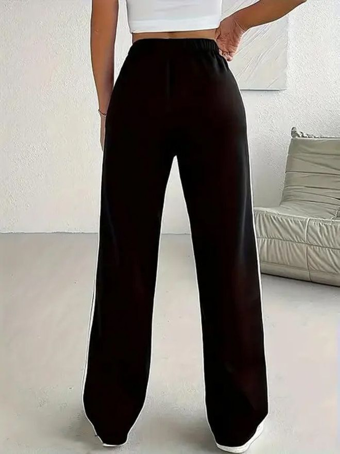 Image of Kiba Retail Striped Women Black Track Pants