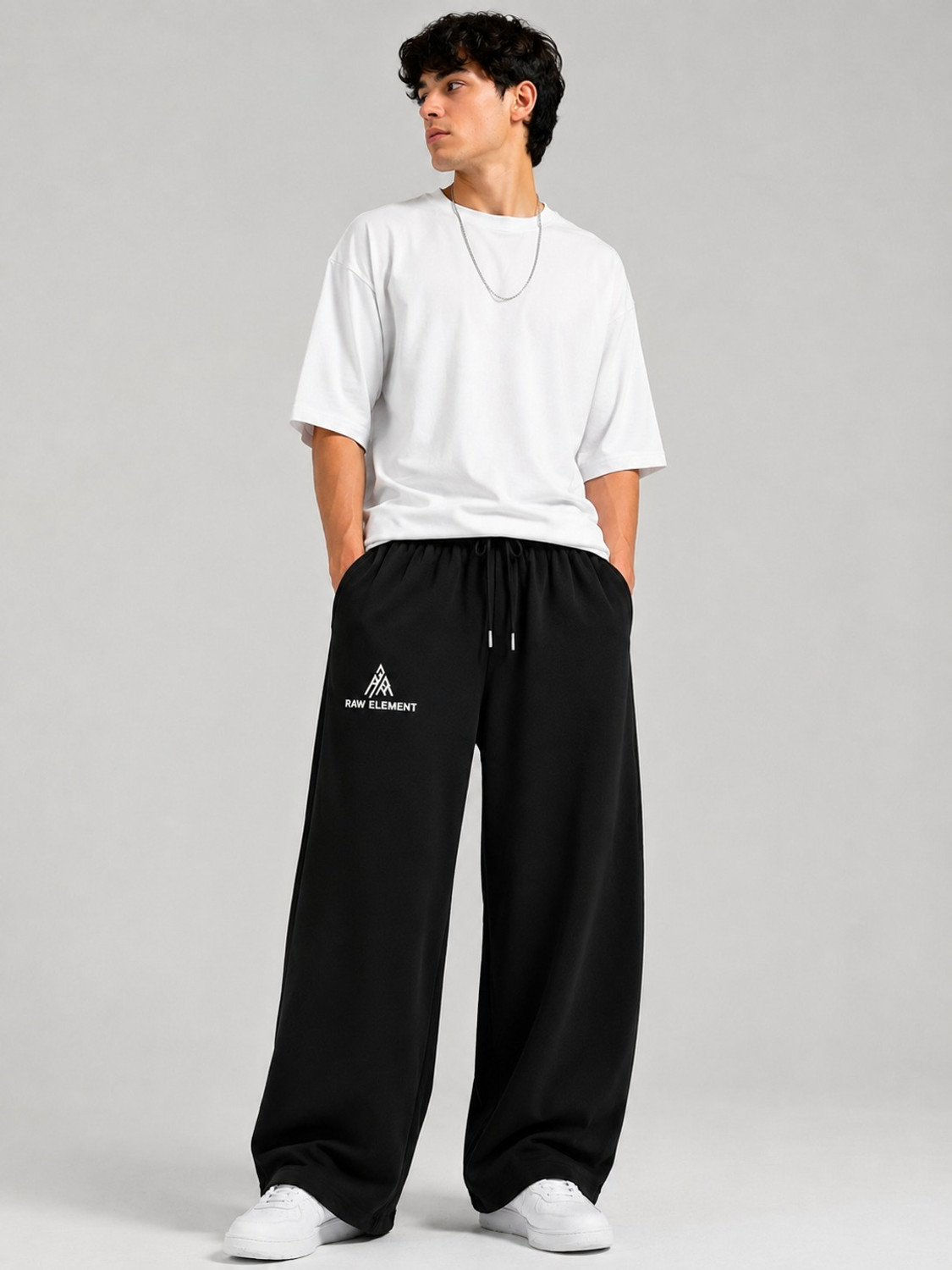 Image of Raw Element Men & Women Solid Black, Grey Track Pants