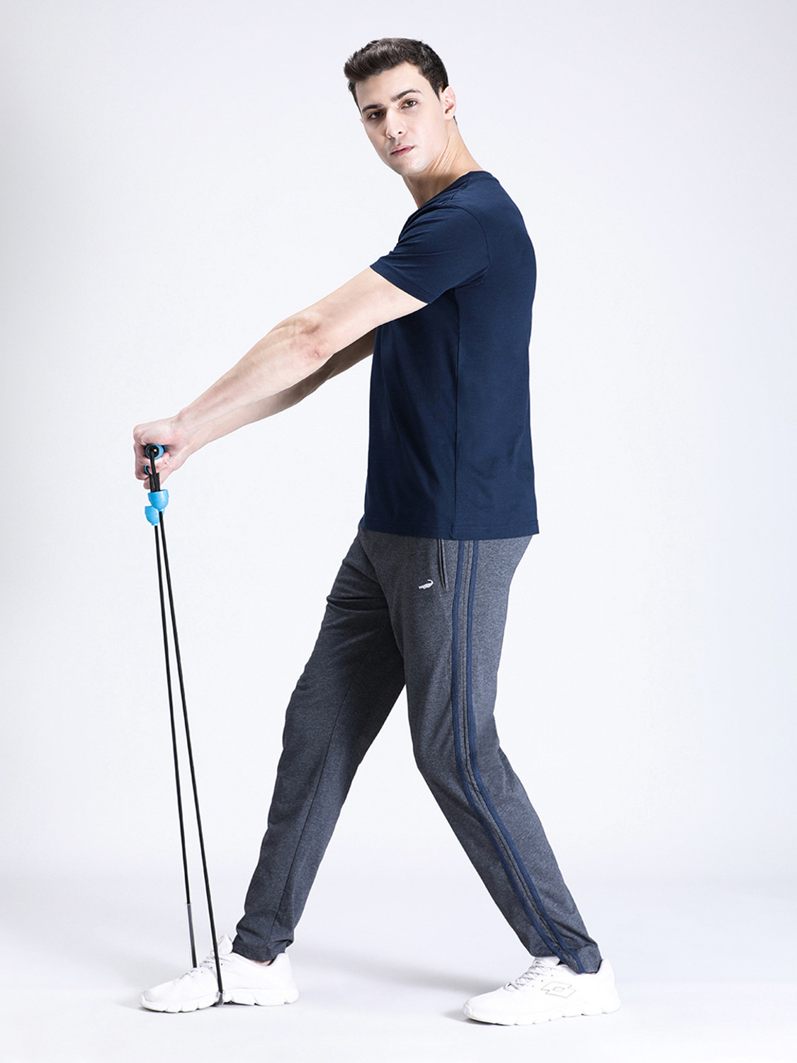 Image of CROCODILE Solid Men Grey Track Pants
