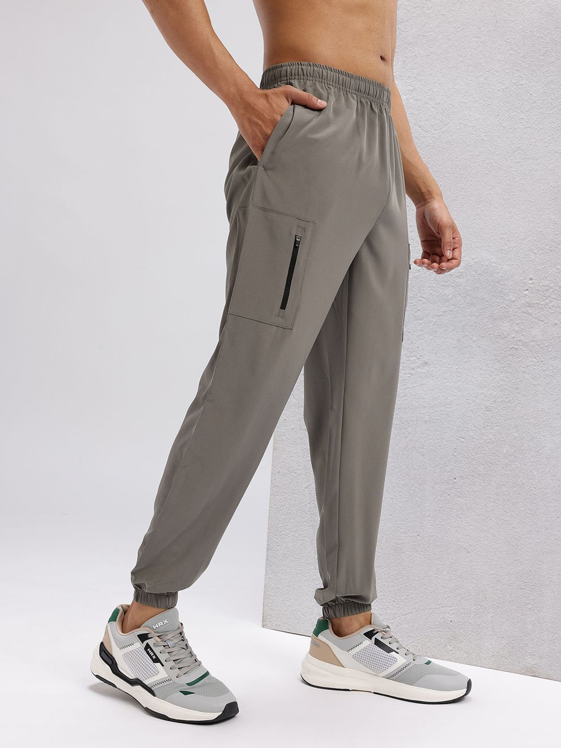 Image of HRX by Hrithik Roshan Solid Men Grey Track Pants