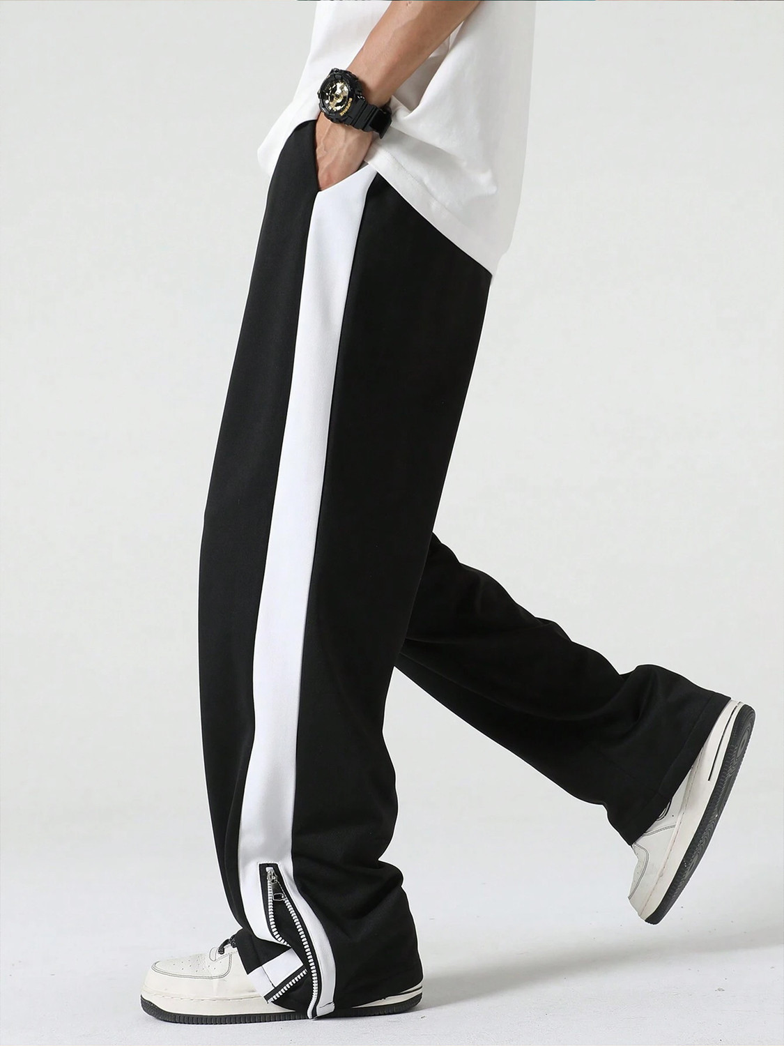 Image of Jump Cuts Solid Men Black Track Pants
