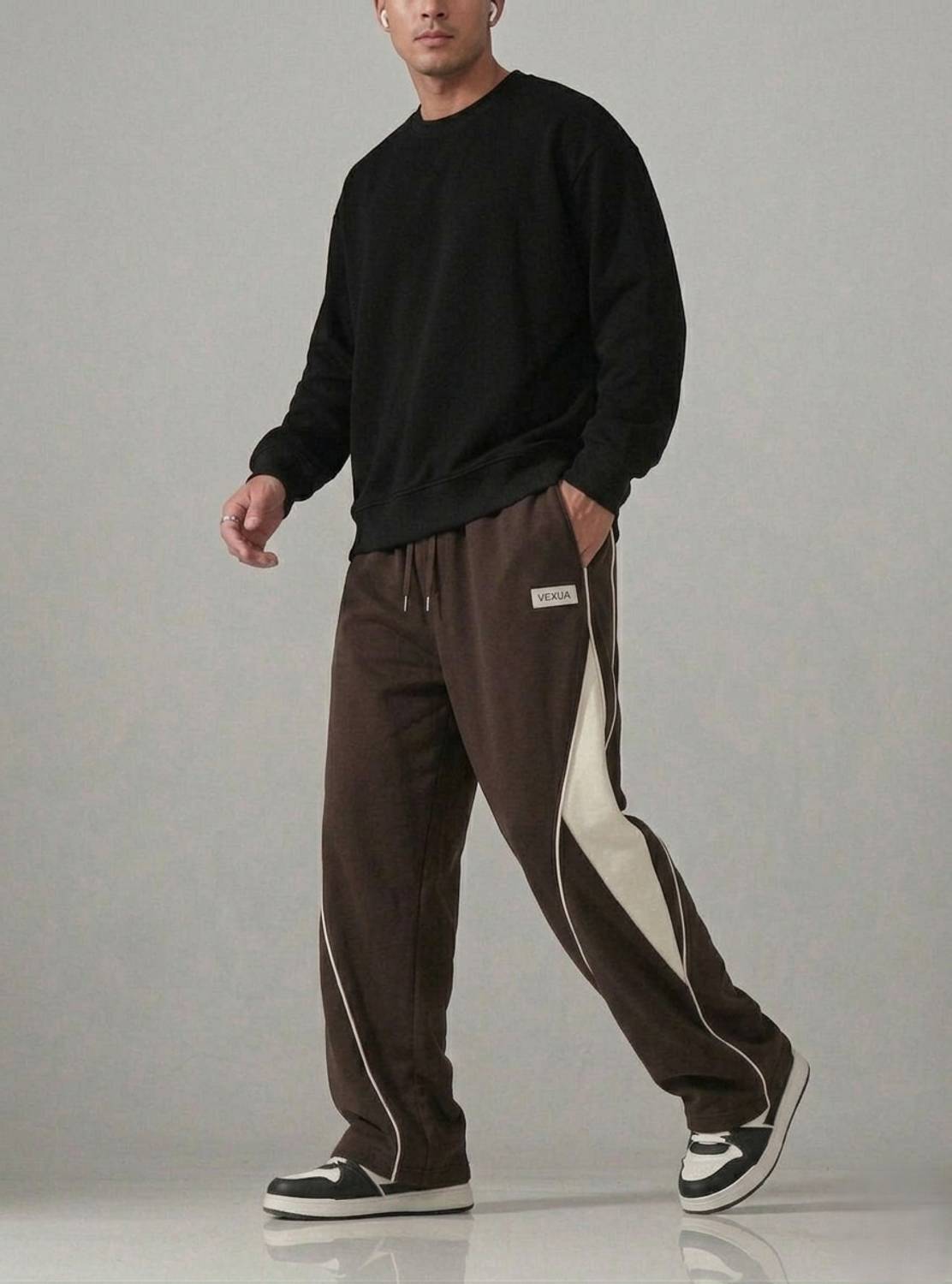 VEXUA Brown Striped Men Track Pants - Image 2