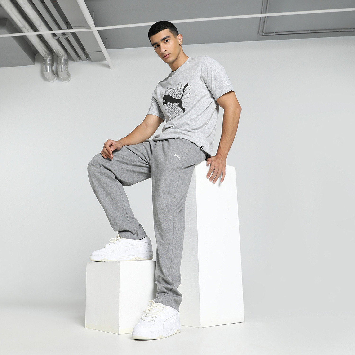 Image of PUMA Solid Men Grey Track Pants