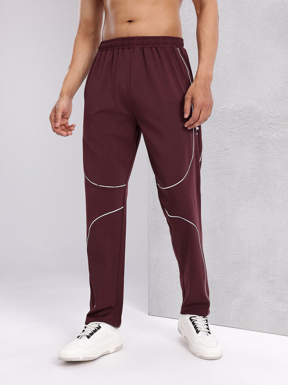 Image of HRX by Hrithik Roshan Striped Men Black Track Pants