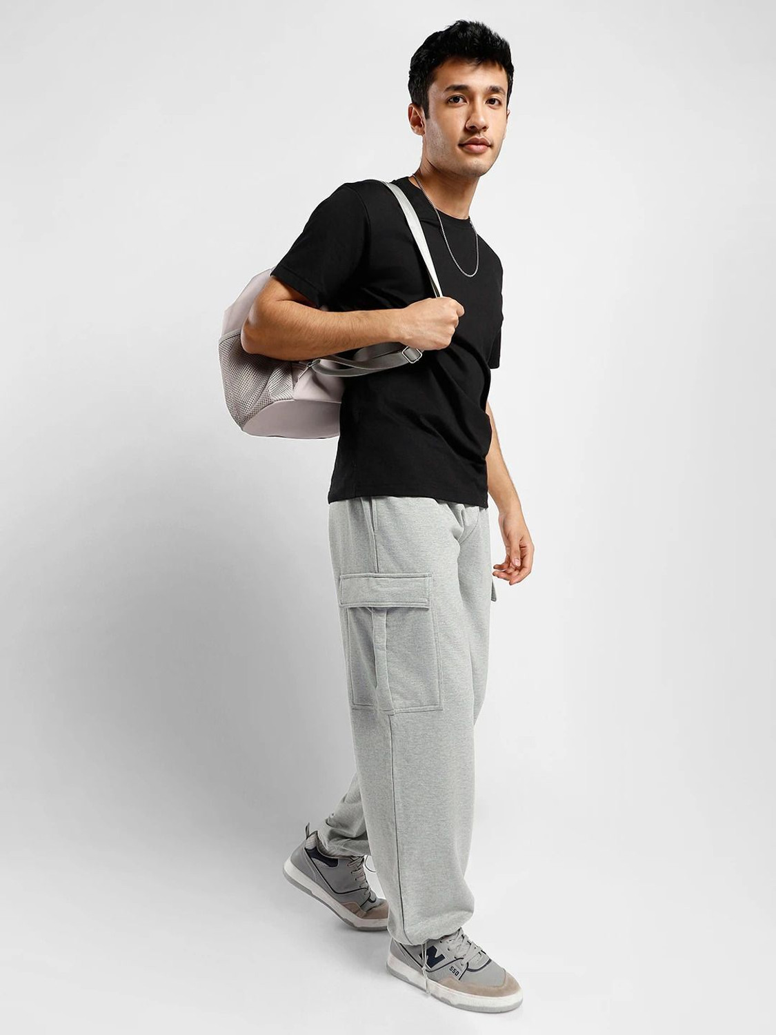 Image of NOBERO Self Design Men Grey Track Pants