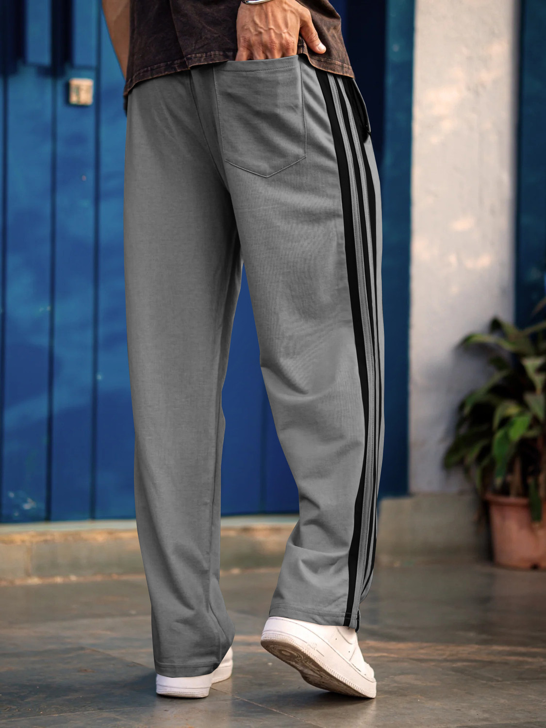 Image of KAJARU Striped Men Grey Track Pants