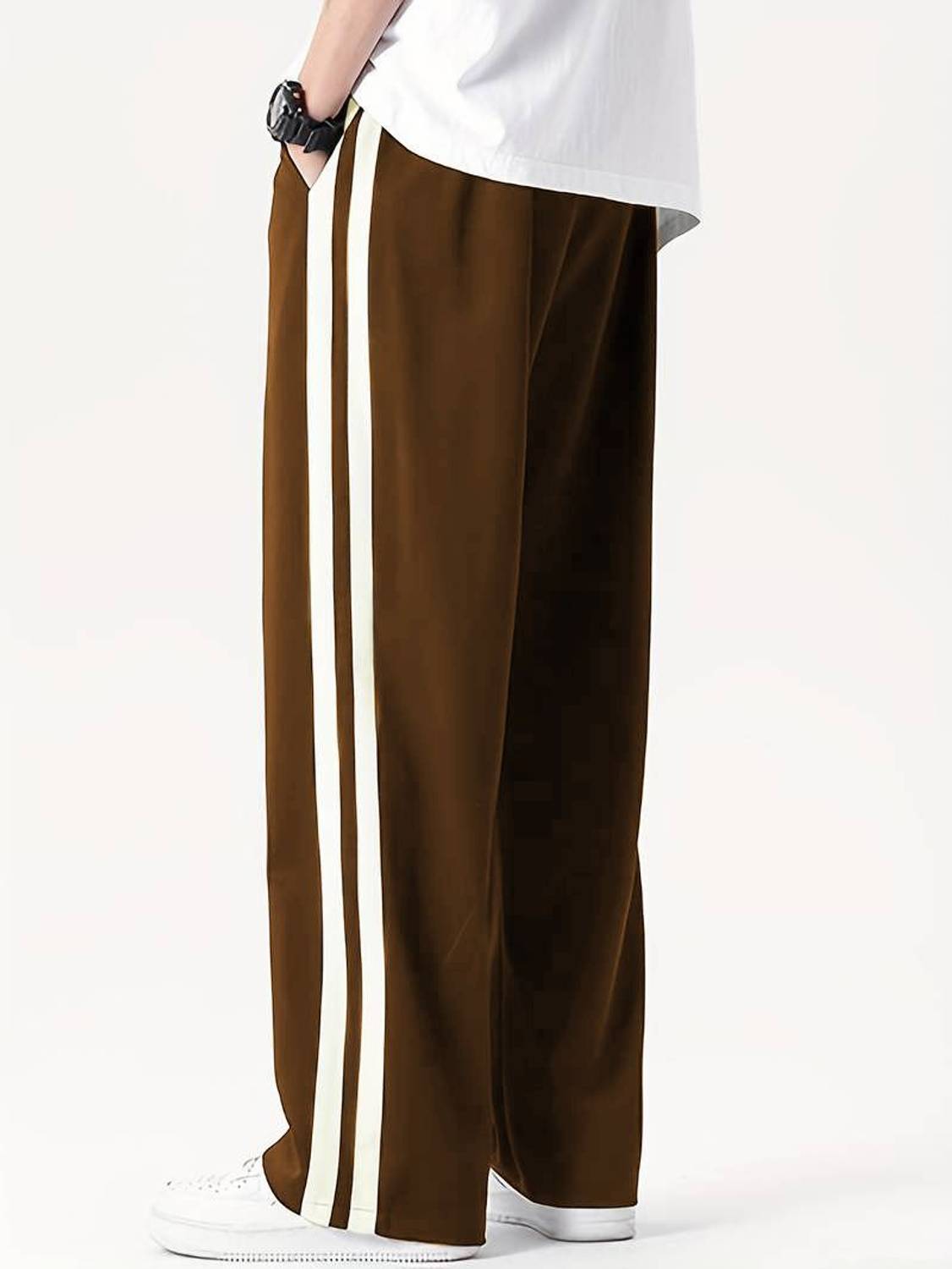 DL Fashion Striped Brown Track Pants - Image 3