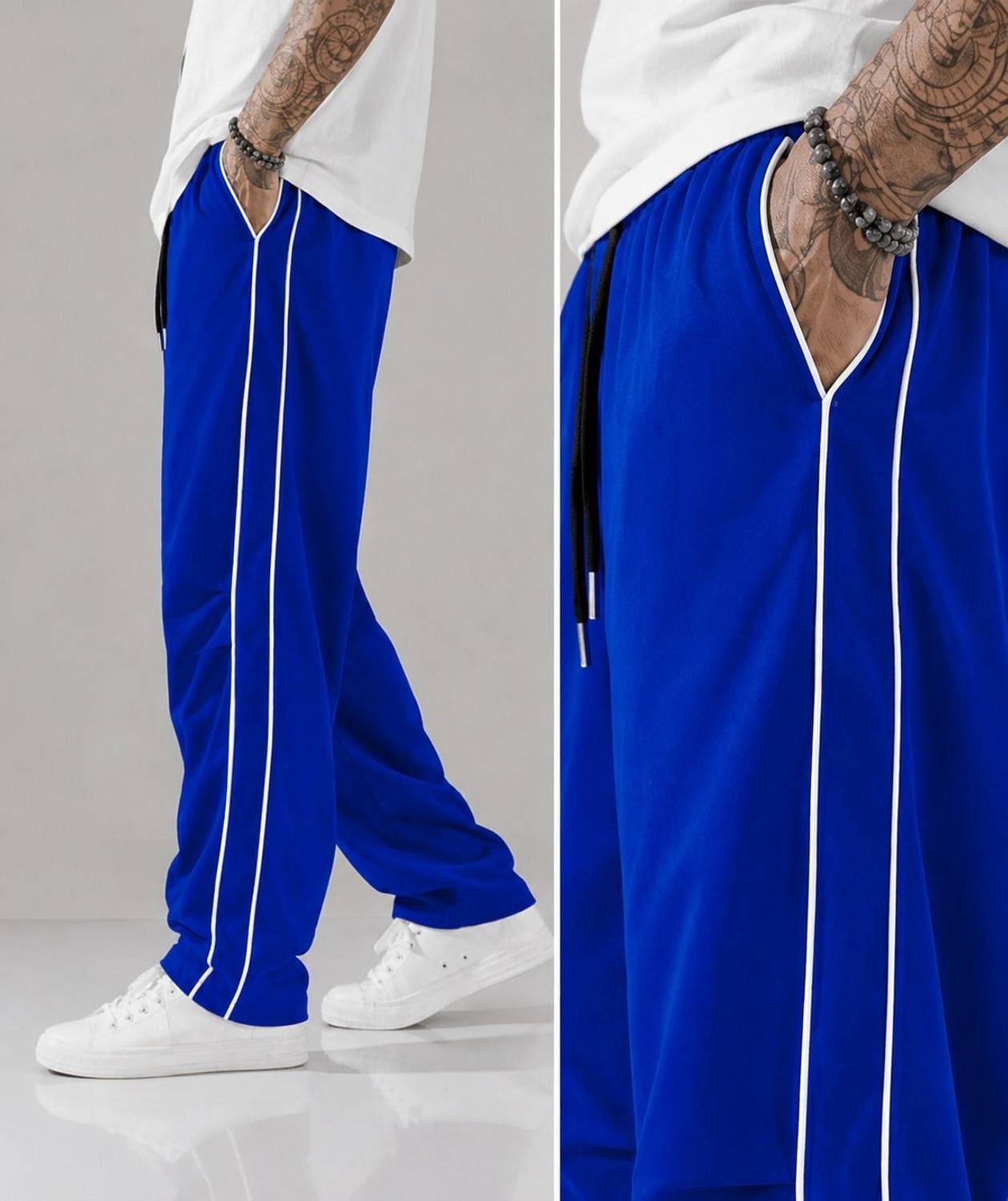 MODESHIFT Striped Blue Track Pants - Image 3