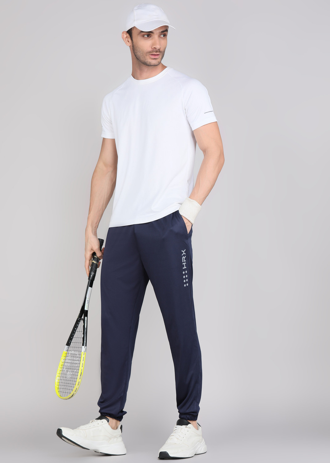 Image of HRX by Hrithik Roshan Graphic Print Men Dark Blue Track Pants