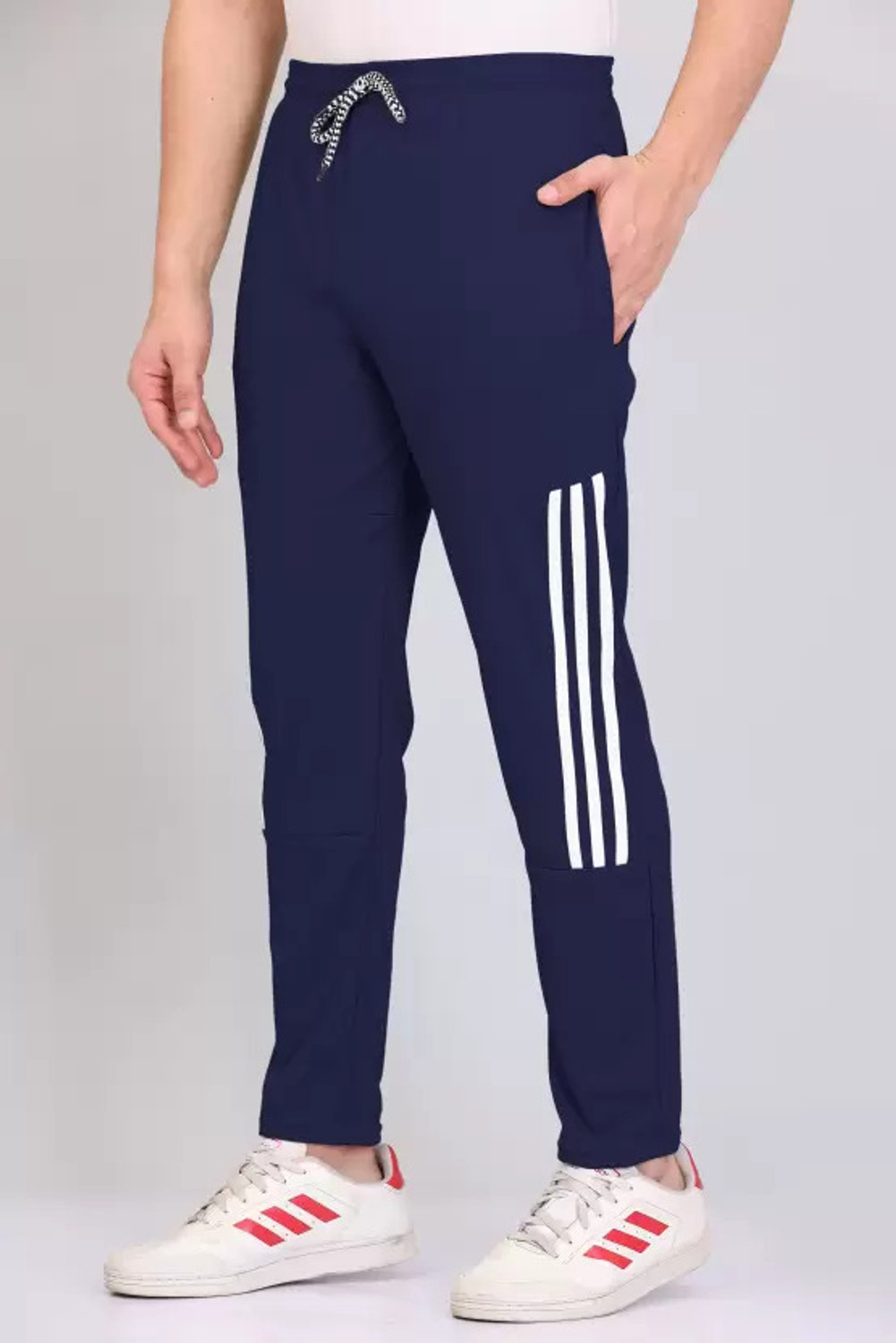 Image of GAJVU Men Dark Blue, Maroon, Black, White Track Pants
