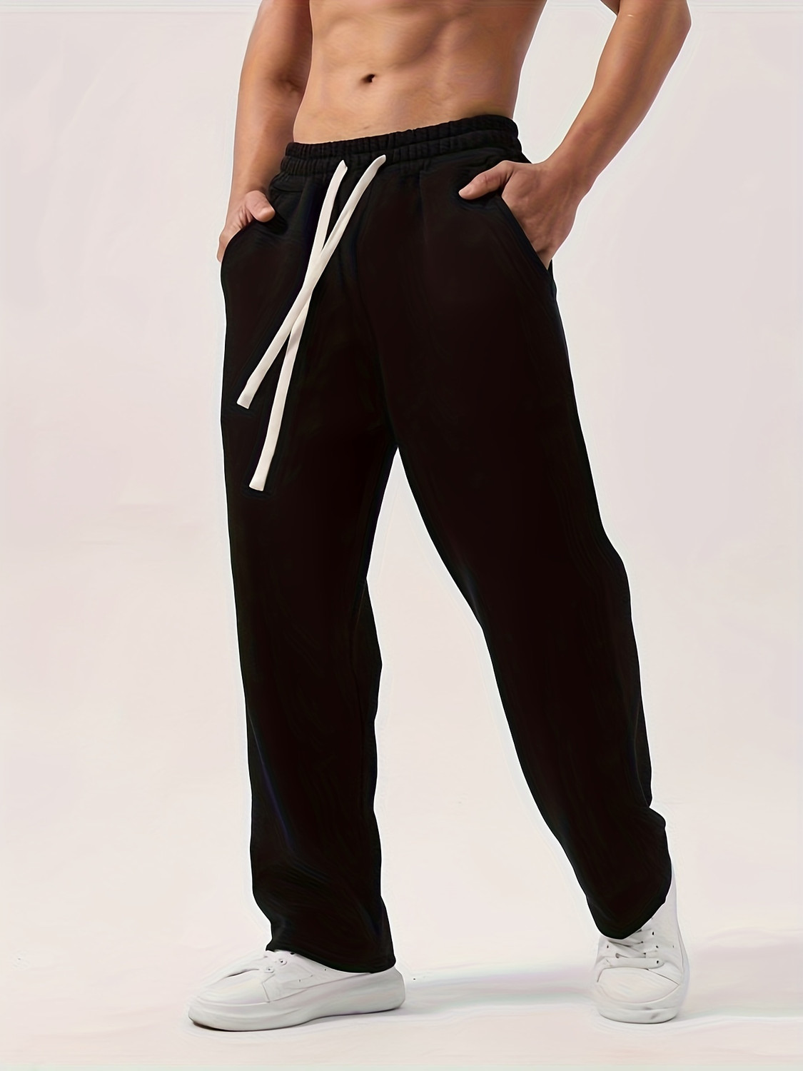 Image of Dockstreet Solid Men Black Track Pants