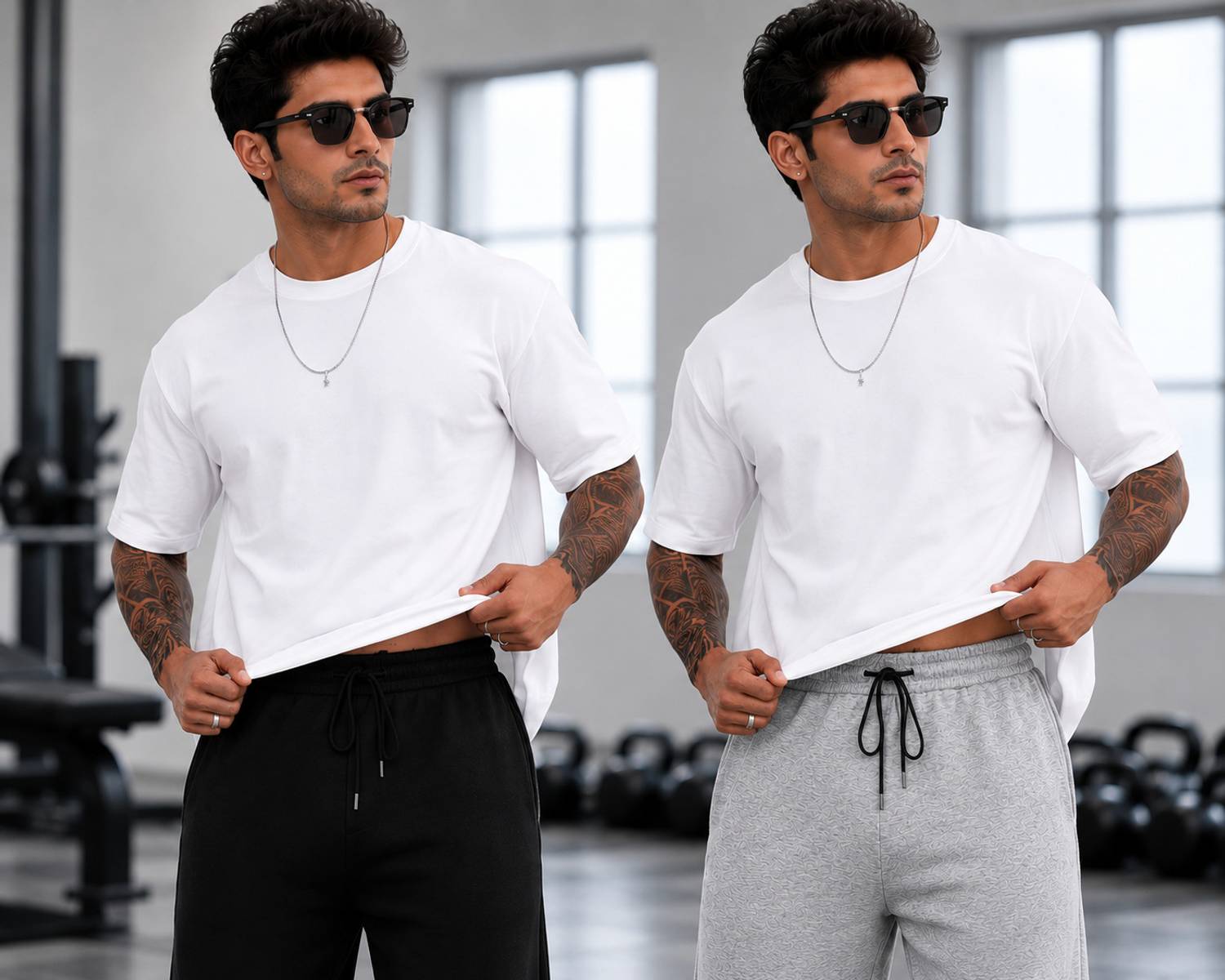 Yobdel Men Black, Grey Track Pants Pack of 2 - Image 4