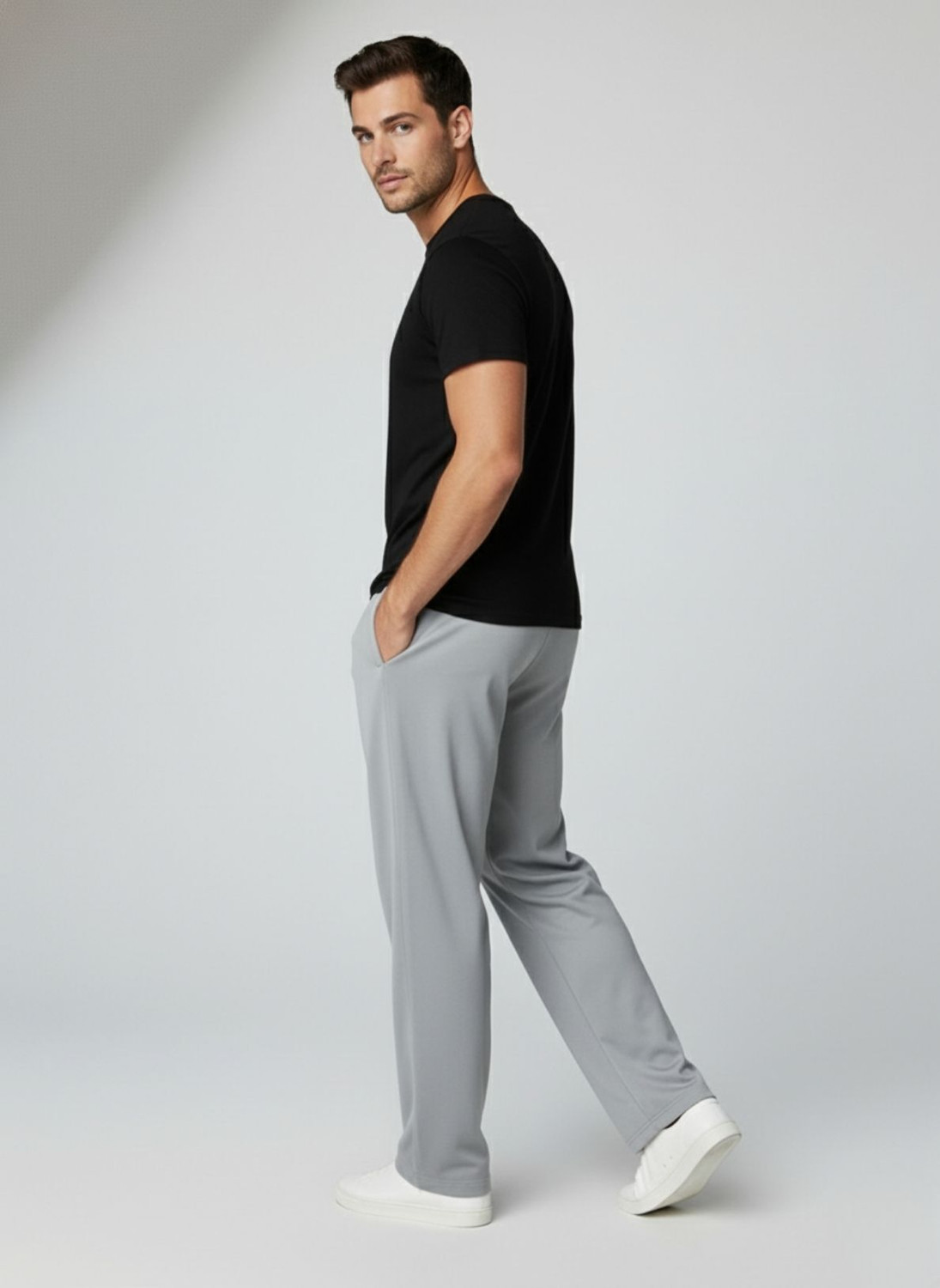 Image of INDICLUB Loose Fit Men Black, Silver Trousers