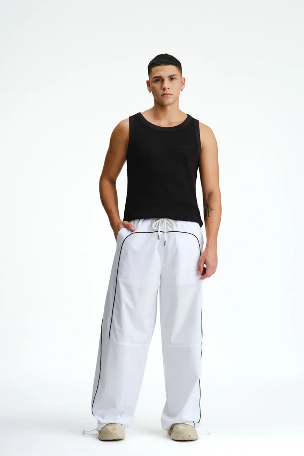 Image of Bonkers Corner Solid Men White Track Pants () Solid Men White Track Pants