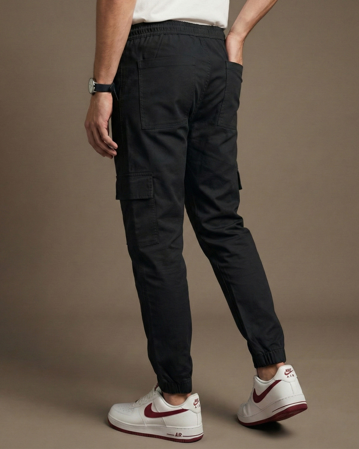 Image of N AND J Solid Men Black Track Pants